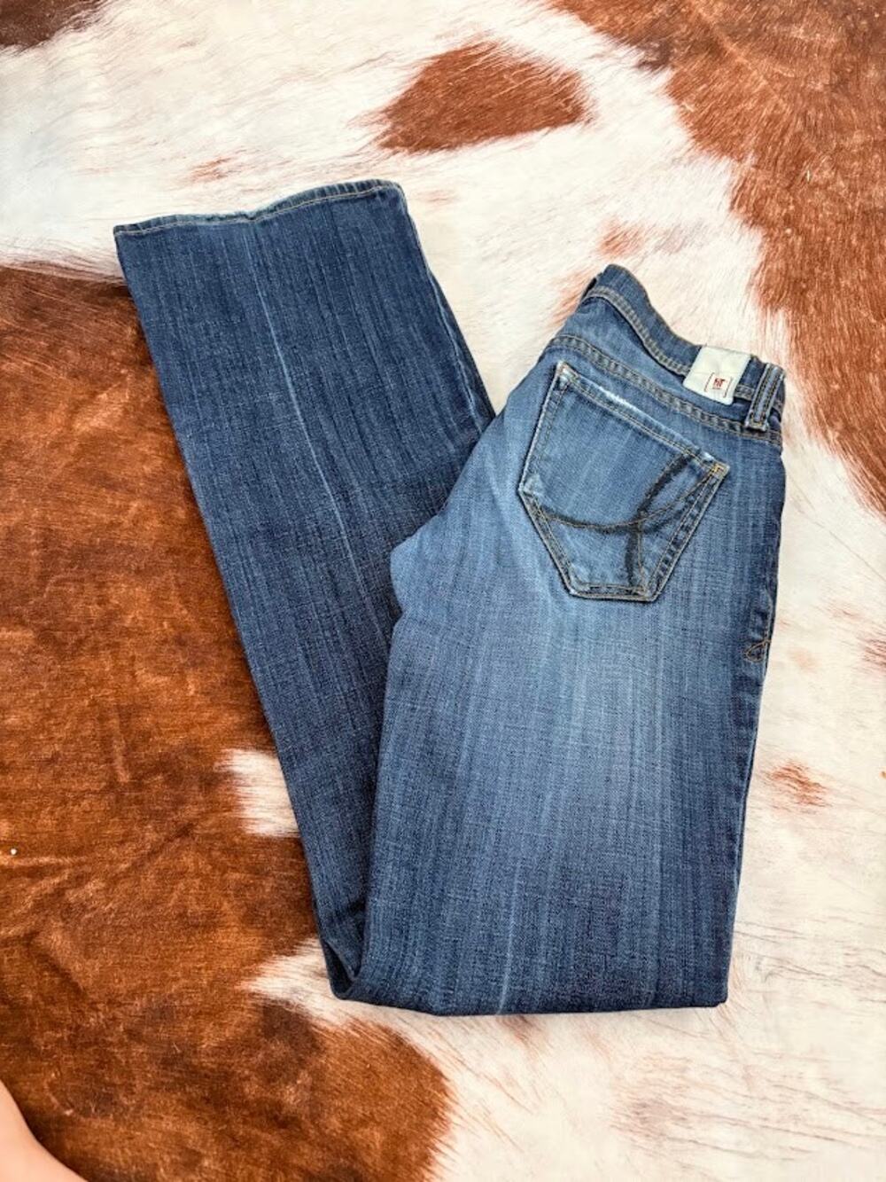 !IT Womans Low Rise Straight Leg Cropped Jeans Denim Pants Blue Size 25